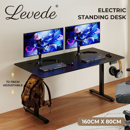 Levede Electric Standing Desk  Adjustable Height Workstation Metal Frame Black