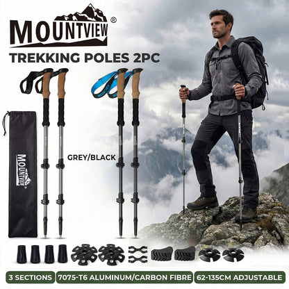 Mountview Trekking Poles Lightweight Walking Poles Hiking Sticks with Cork Grips