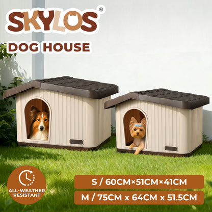 Skylos Plastic Dog House Outdoor Pet Kennel Shelter Warm for Small Medium Dog