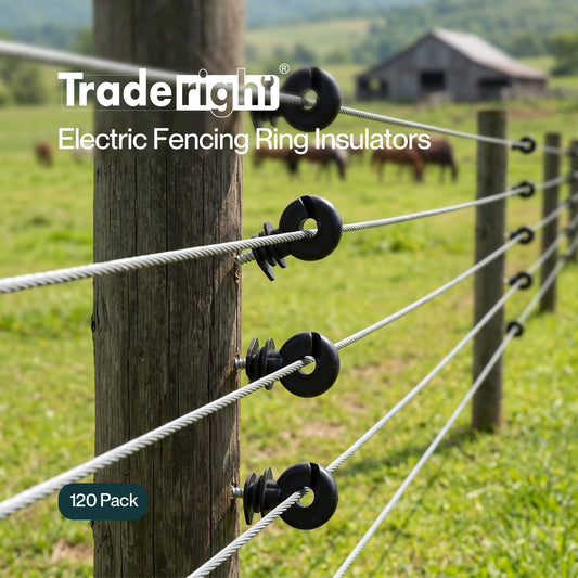Traderight Electric Fence Insulators Grooved PP+PE Black 120pc