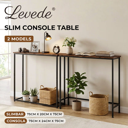 Narrow Console Table Slim Entryway Hallway Sofa Table Display Shelf Wood Steel