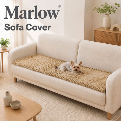 Marlow Corduroy Sofa Cover Pet Friendly Non Slip Washable 70 x 150cm Light Camel