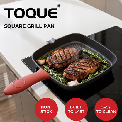 Toque Cast Iron Griddle Grill Pan Square Skillet BBQ Non‑Stick Frying Cookware