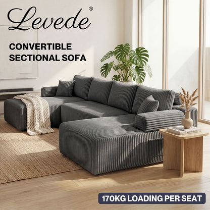 Levede Flexible Modular Sofa Cozy Memory Foam Corduroy Corner Convertible Couch