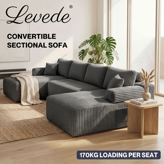 Levede Flexible Modular Sofa Cozy Memory Foam Corduroy Corner Convertible Couch