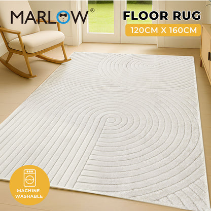 Marlow Washable Area Rug Soft Velvet Floor Mat Non Slip Living Room 120x160cm