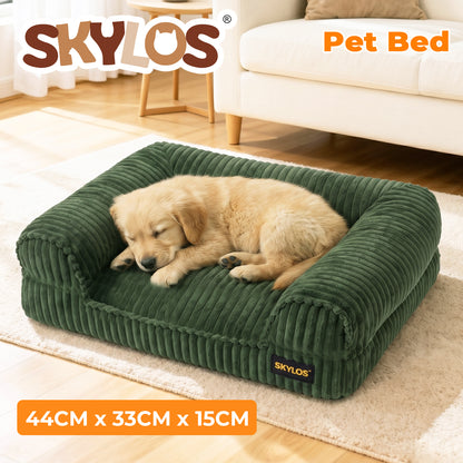 Skylos Orthopedic Small Dog Bed Washable Puppy Sofa Bed Soft Corduroy Pet Bed