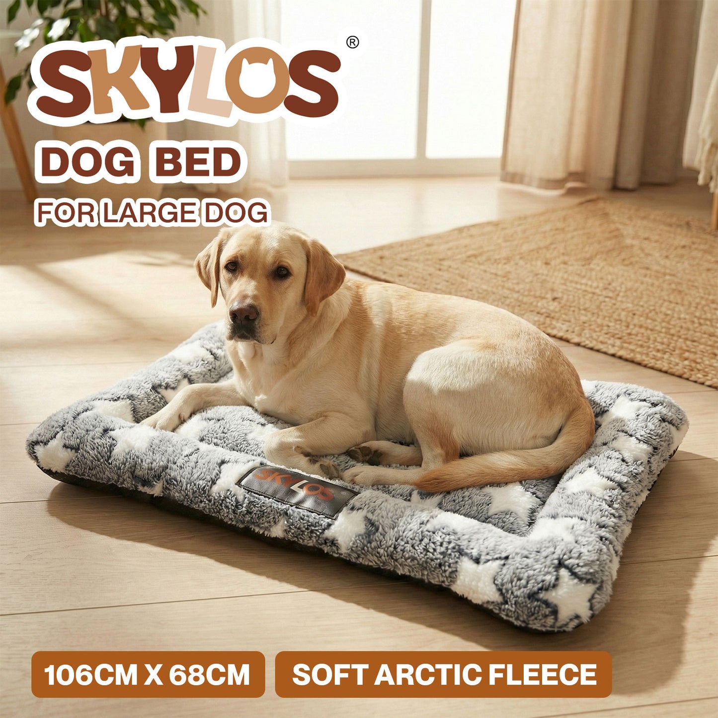 Skylos Dog Bed Pet Cat Cushion Crate Mat Arctic Fleece Extra Large Anti-slip