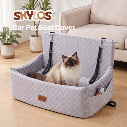 Skylos Large Dog Car Seat Booster Dual-Sided Plush Cool Bed Washable Grey