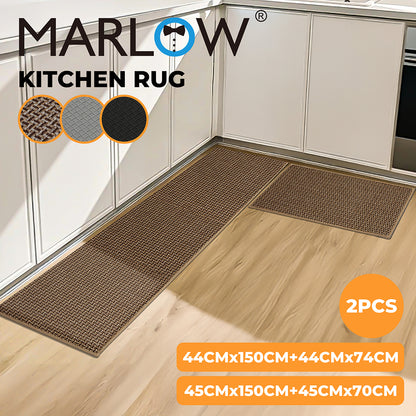 Marlow 2 Piece Kitchen Mat Runner Set Non-slip Washable Anti Fatigue Floor Mats