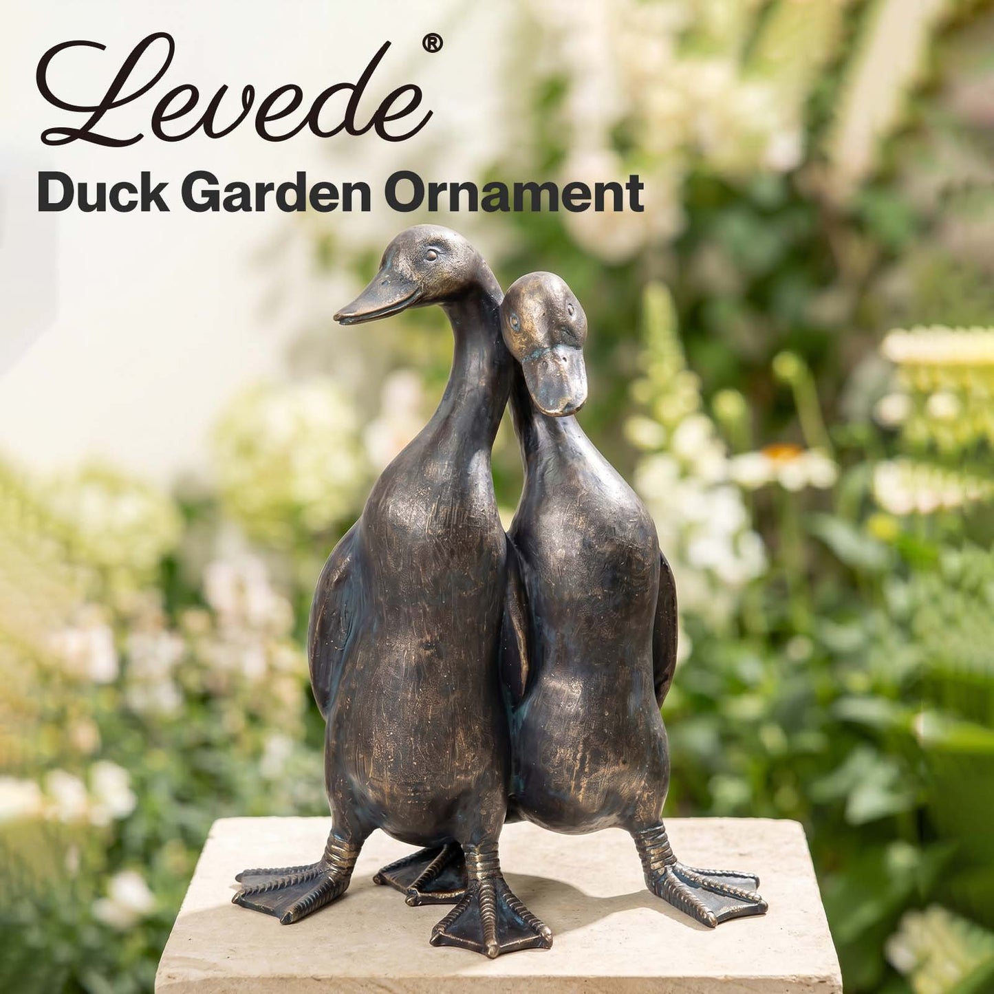 Levede  Outdoor Resin Duck Sculpture Garden Ornaments Patio Yard  Bronze color