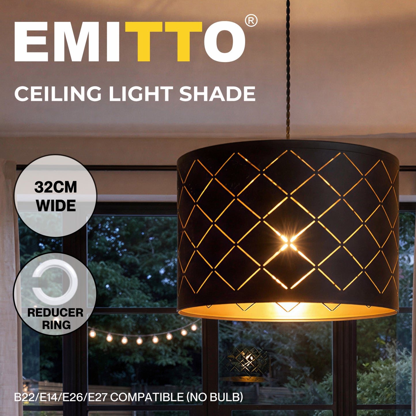 Emitto Ceiling Light Shade Pendant Drum Lampshade Lightshade Living Room Lamp