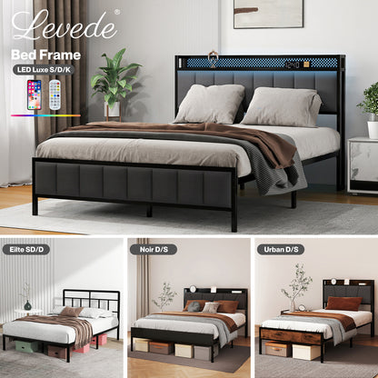 Levede Bed Frame Metal Platform with Headboard Heavy Duty Home Furniture Storage