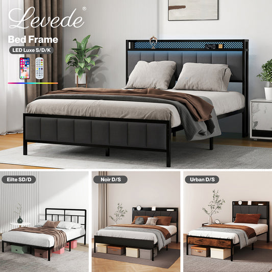 Levede Bed Frame Metal Platform with Headboard Heavy Duty Home Furniture Storage