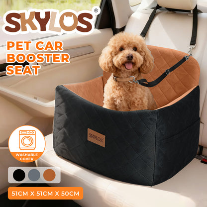 Skylos Pet Booster Dog Car Seat Safe Travel Carrier Bed Basket Puppy Washable