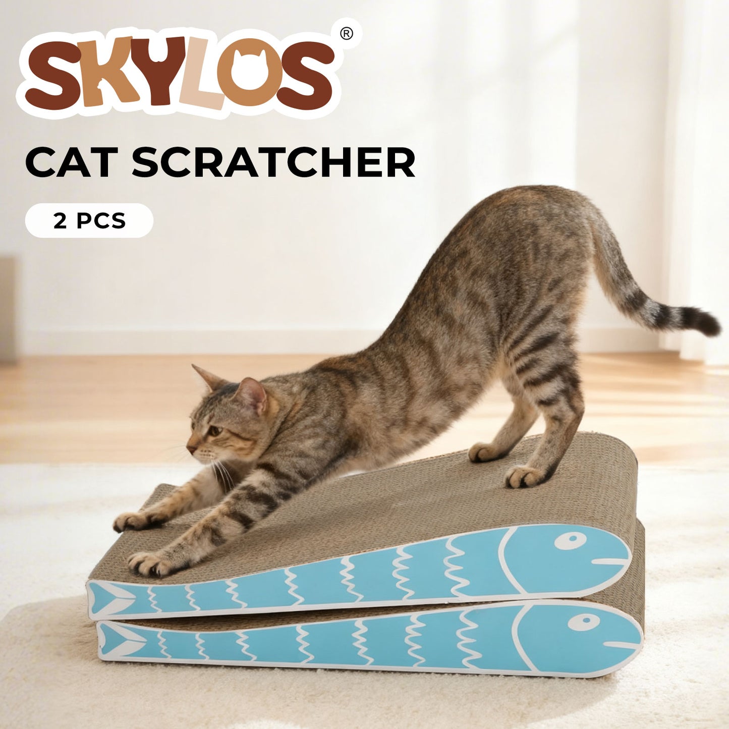 Skylos 2PCS Cat Scratching Board Cardboard Cat Scratcher Scratching Pad Lounge