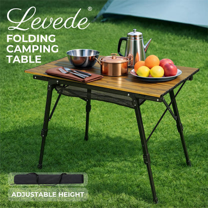 Levede Adjustable Folding Camping Table Aluminium Portable Picnic Desk 90x52cm