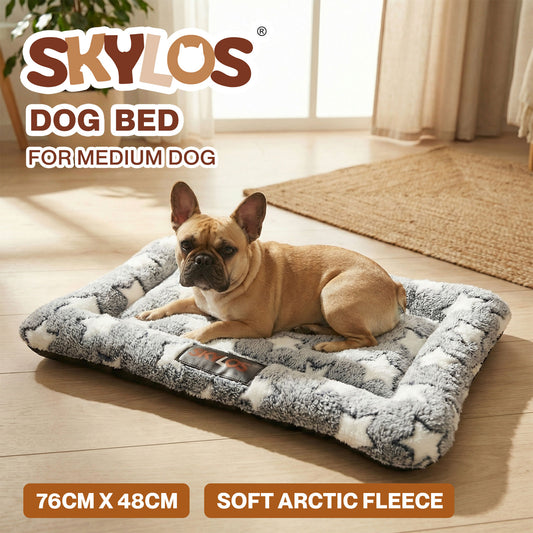 Skylos Dog Bed Pet Cat Cushion Large Dog Puppy Crate Mat Arctic Fleece Soft Warm