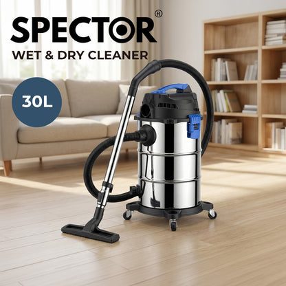 Spector Wet Dry Vacuums Cleaner Heavy Duty 30L Wheeled Powerful Compact Cleaning