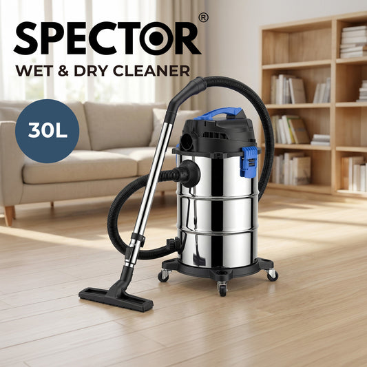 Spector Wet Dry Vacuums Cleaner Heavy Duty 30L Wheeled Powerful Compact Cleaning