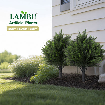 Lambu Artificial Cedar Topiary Balls Set of 2 Ground Spike Patio Garden Green