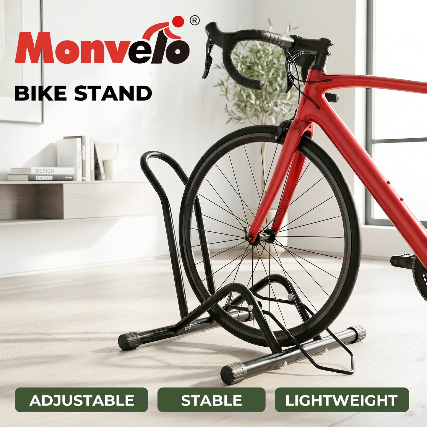 MONVELO Bike Rack Bicycle Stand for Storage Adjustable Bike Floor Parking Rack