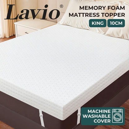 Lavio 4 Inch Mattress Topper King Cooling Memory Foam Pressure Relief Non Slip
