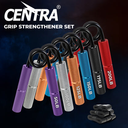 Centra Hand Grip Strengthener Set Gym Trainer Gripper Metal Non Slip 50-200LB