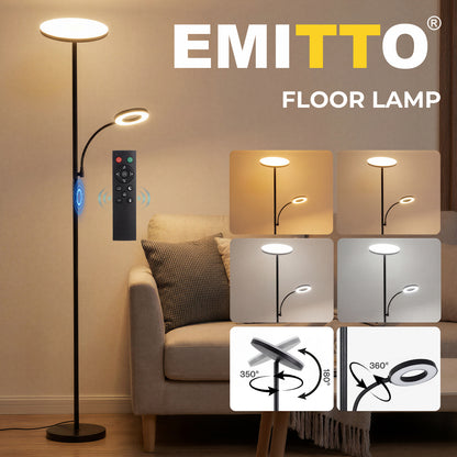 Emitto Modern Floor Lamp 2-in-1 Adjustable Reading Light Remote Control Timer