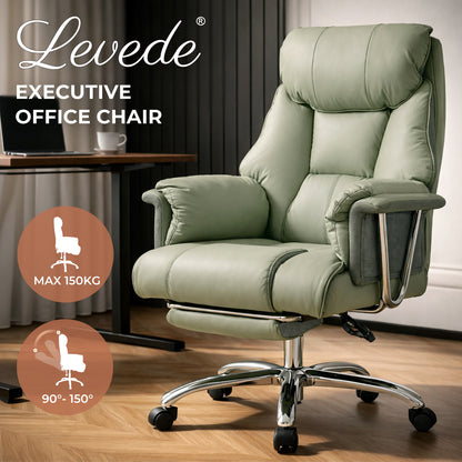 Heavy Duty Executive Office Chair Wide Spring Cushion Recliner with Footrest