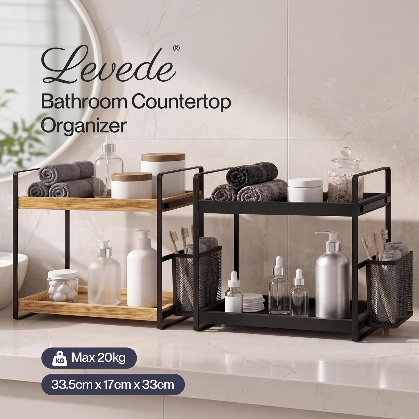 Levede 2 Tier Bathroom Organiser Countertop Perfume Skincare Storage Shelf