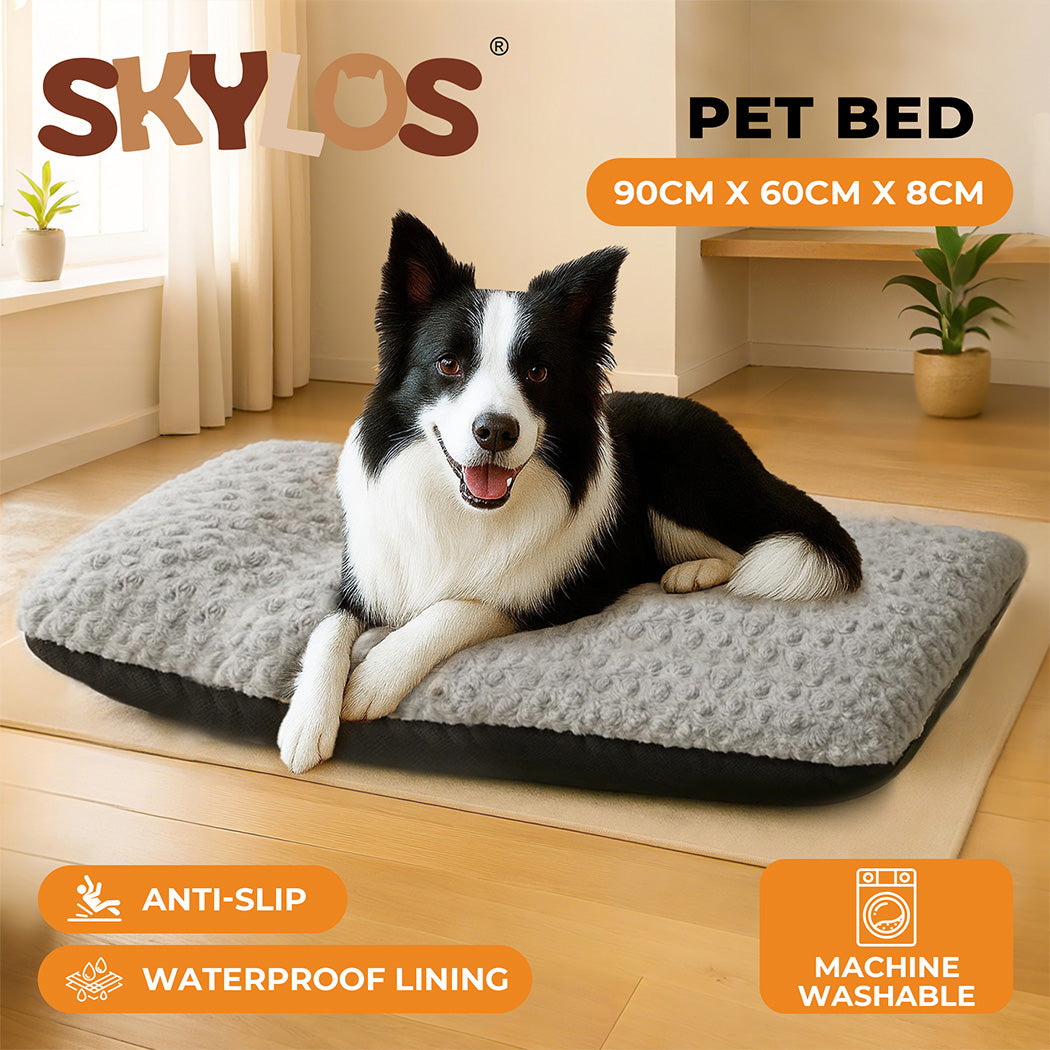Skylos Pet Bed Dog Calming Cushion Anti Anxiety Warm Plush Removable Washable