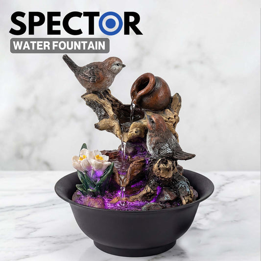 Spector Water Feature Indoor Fountain with LED Light Resin Black