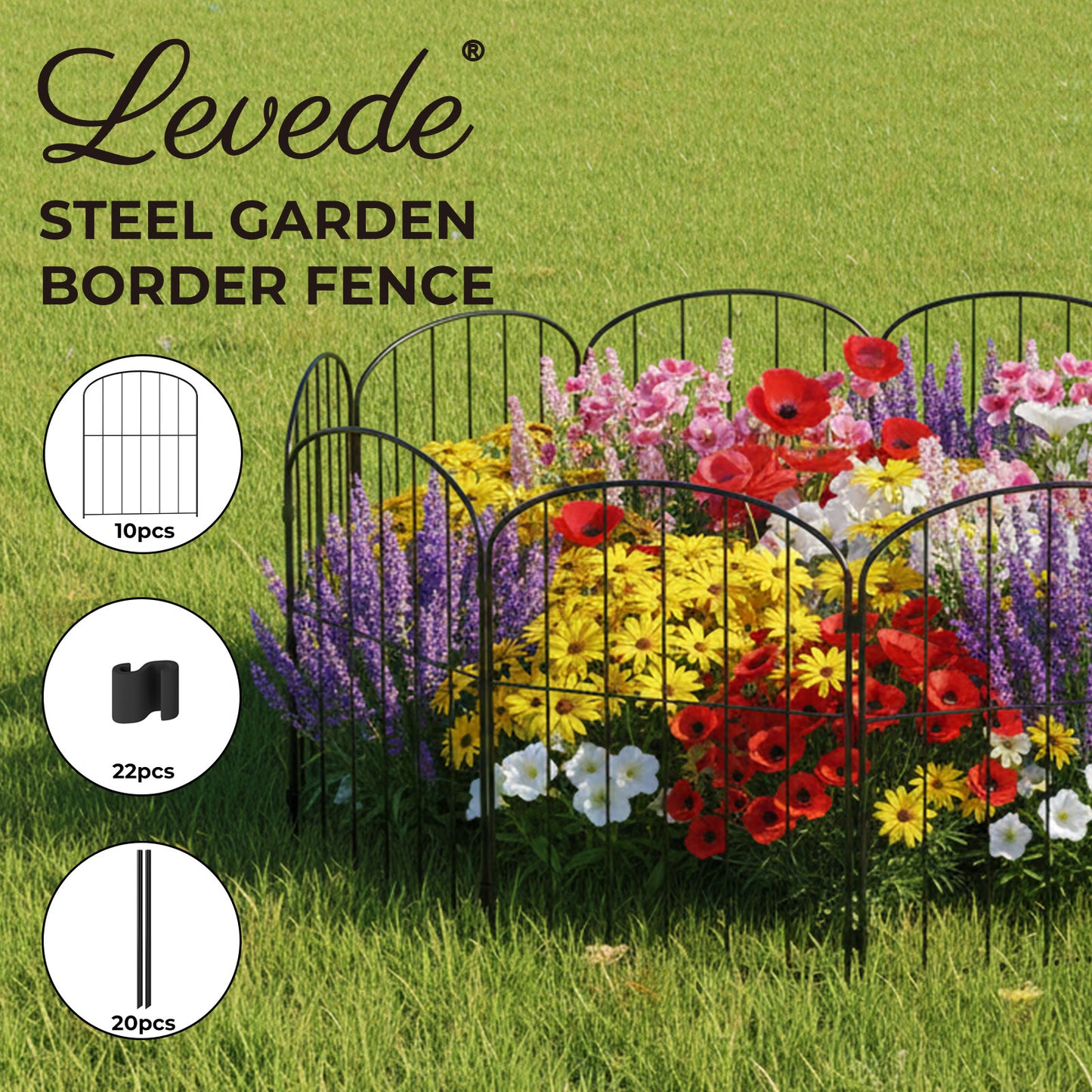 Levede 10 Pack Animal Barrier Metal Decorative Garden Fence Outdoor Pet Border