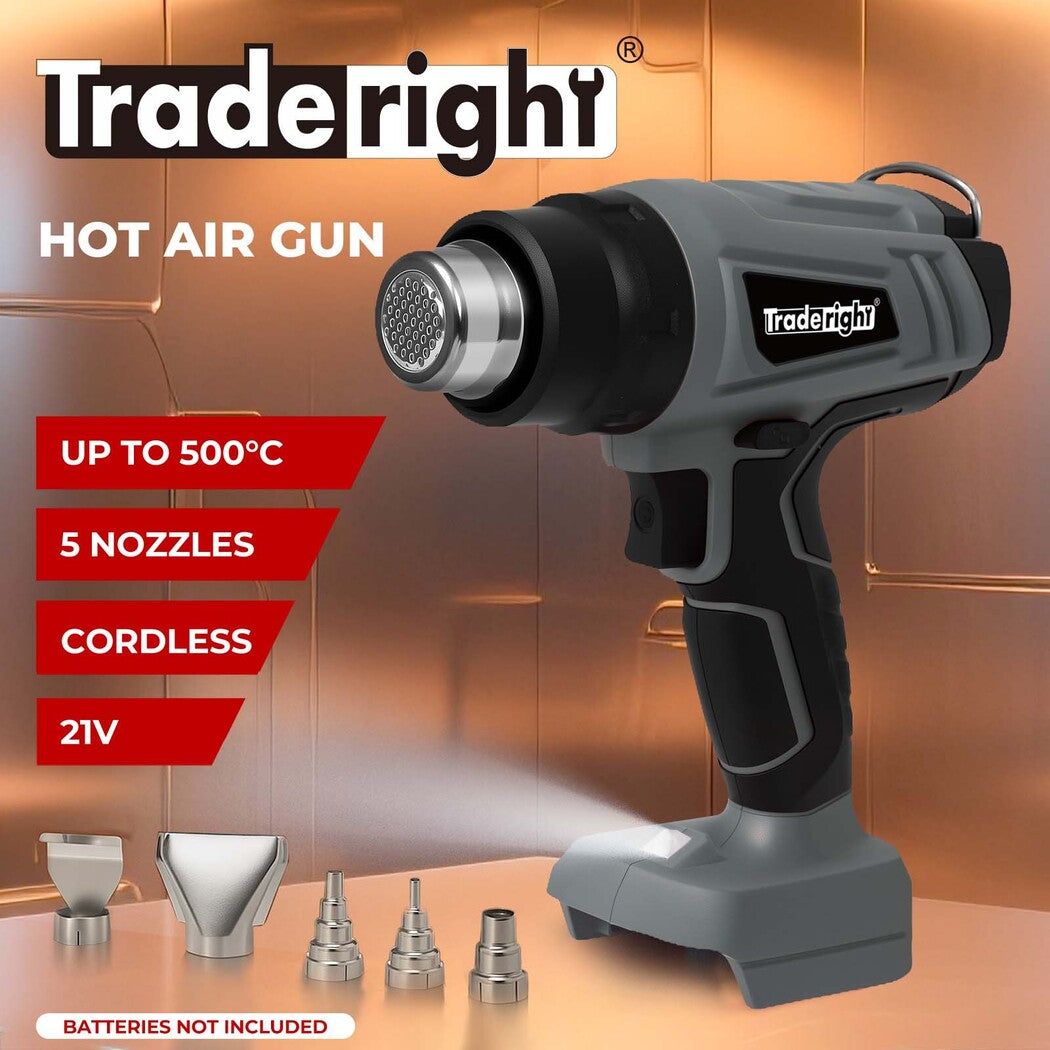 Traderight Hot Air Heat Gun Electric Cordless 21V with 5 Nozzles (No Battery)
