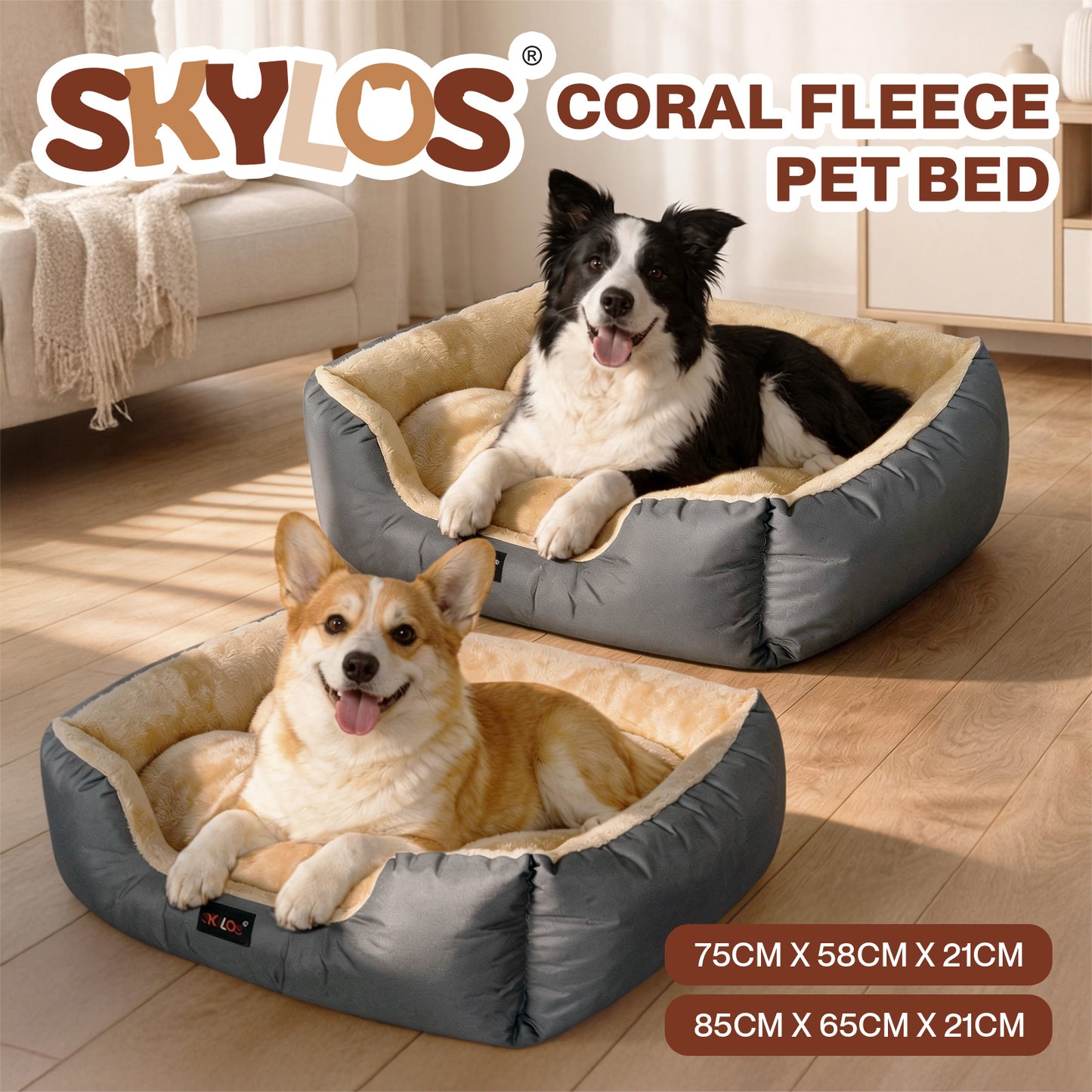 Skylos Pet Dog Bed Cat Mattress Luxury Soft Puppy Cushion Warm Pet Basket Large