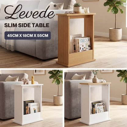 Levede Side Table Slim Storage Magazine Rack Sofa End Table Small Space Compact