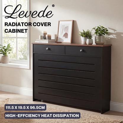 Levede Radiator Cabinet with Drawers Slat Grill Storage Shelf Guard Furniture