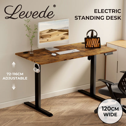 Levede Electric Standing Desk Height Adjustable with Memory Control Rustic Brown