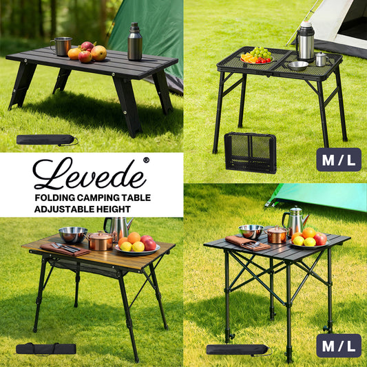 Levede Folding Camping Table Adjustable Height Aluminium Portable Picnic Desk