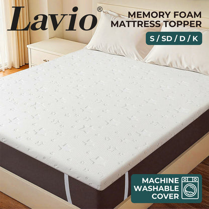 Lavio Mattress Topper Memory Foam Cooling Bamboo 2 Layer Single Double King 5cm