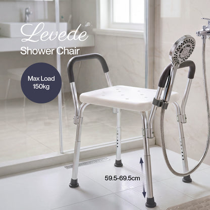 Levede Bathroom Shower Chair Adjustable Bath Stool Seat with Handles Disabled