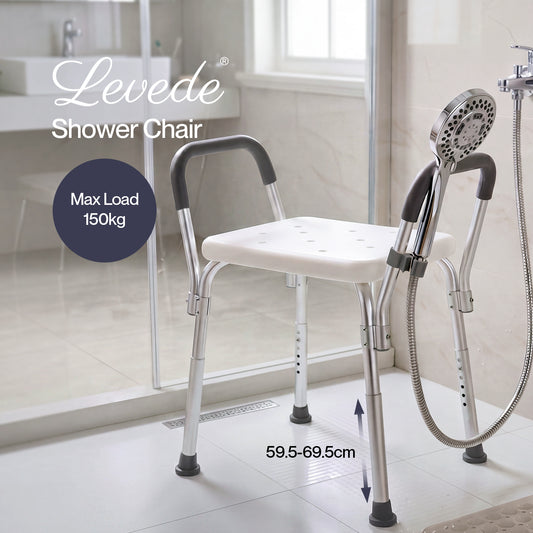 Levede Bathroom Shower Chair Adjustable Bath Stool Seat with Handles Disabled