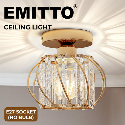 Emitto Crystal Ceiling Light Semi Flush Mount Chandelier Modern Hallway Gold