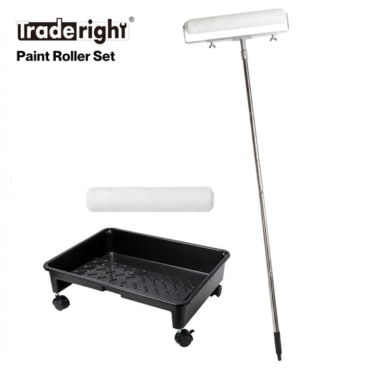 Traderight Paint Roller Set 5-Wheel Tray Extendable Pole Kit For Walls 13Pcs