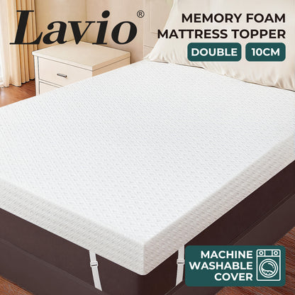 Lavio Mattress Topper 4 Inch Cooling Gel Memory Foam Double Non Slip Washable