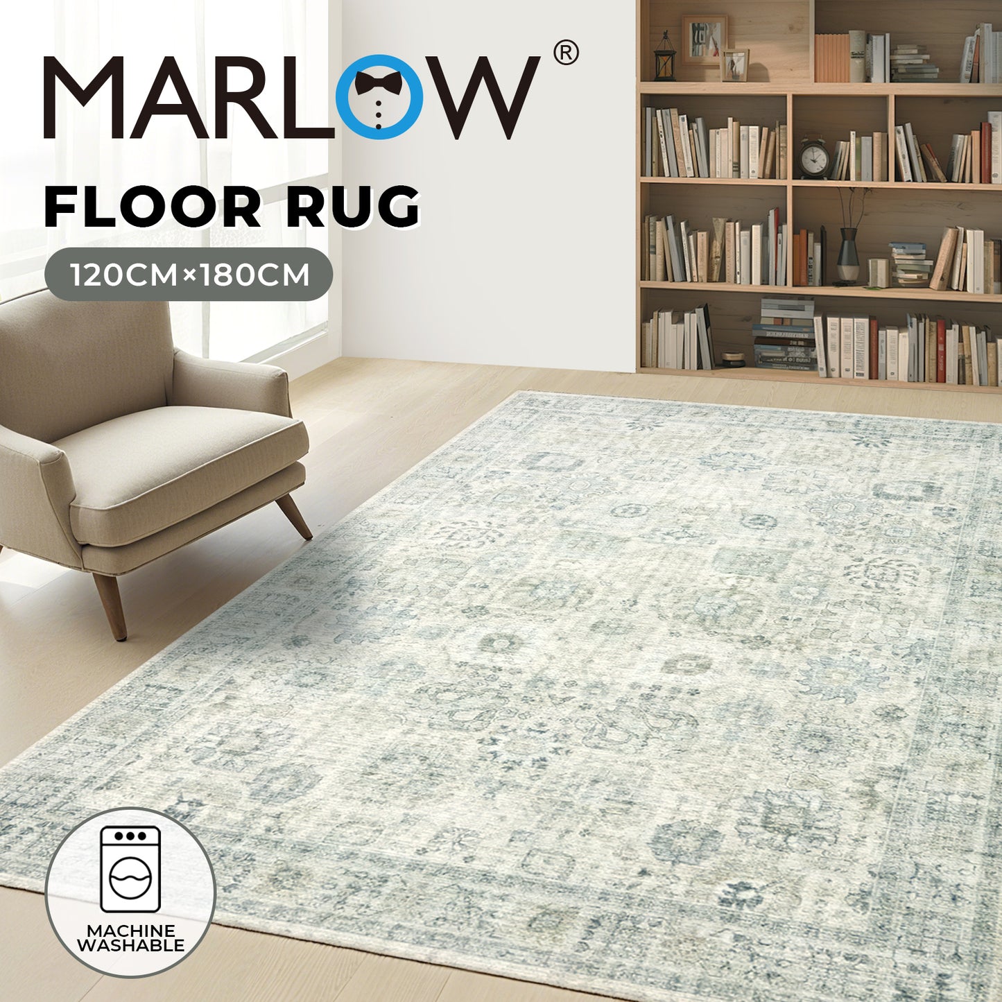 Marlow Floor Rug Washable Carpet Living Room Non Slip Modern Hallways 120x180cm
