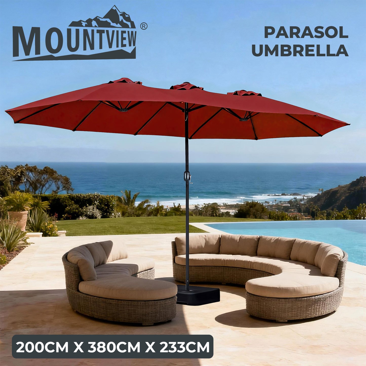 Mountview Large Parasol Patio Umbrella Outdoor Garden Pool Sunshade Double-Sided