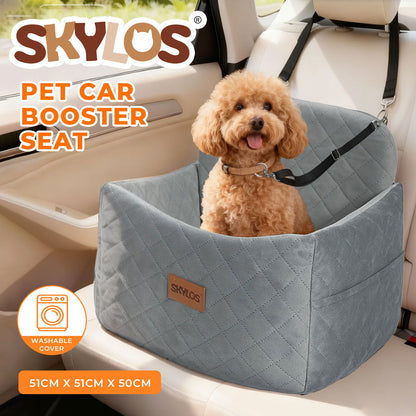 Skylos Pet Booster Dog Car Seat Safe Travel Carrier Bed Bag Basket Puppy Grey