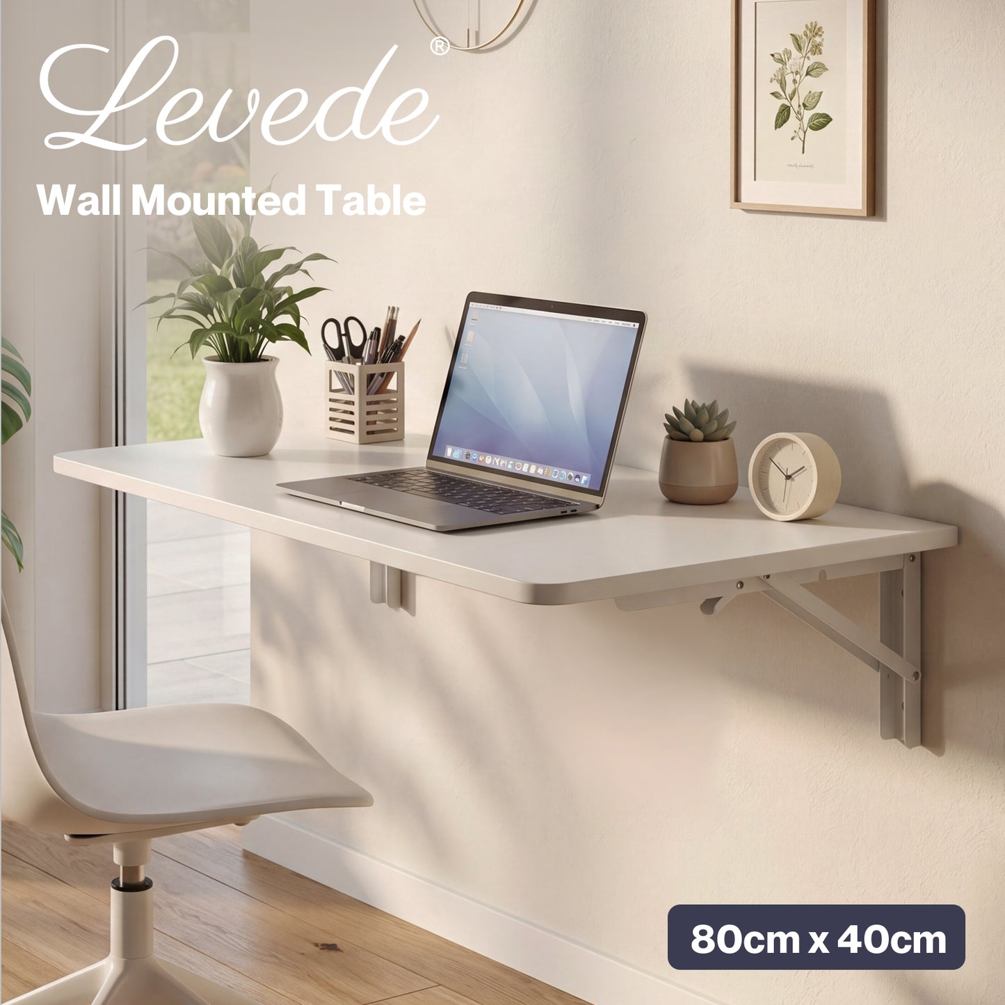 Levede Wall Mounted Table Foldable Floating Computer Desk Study Workstation 80cm